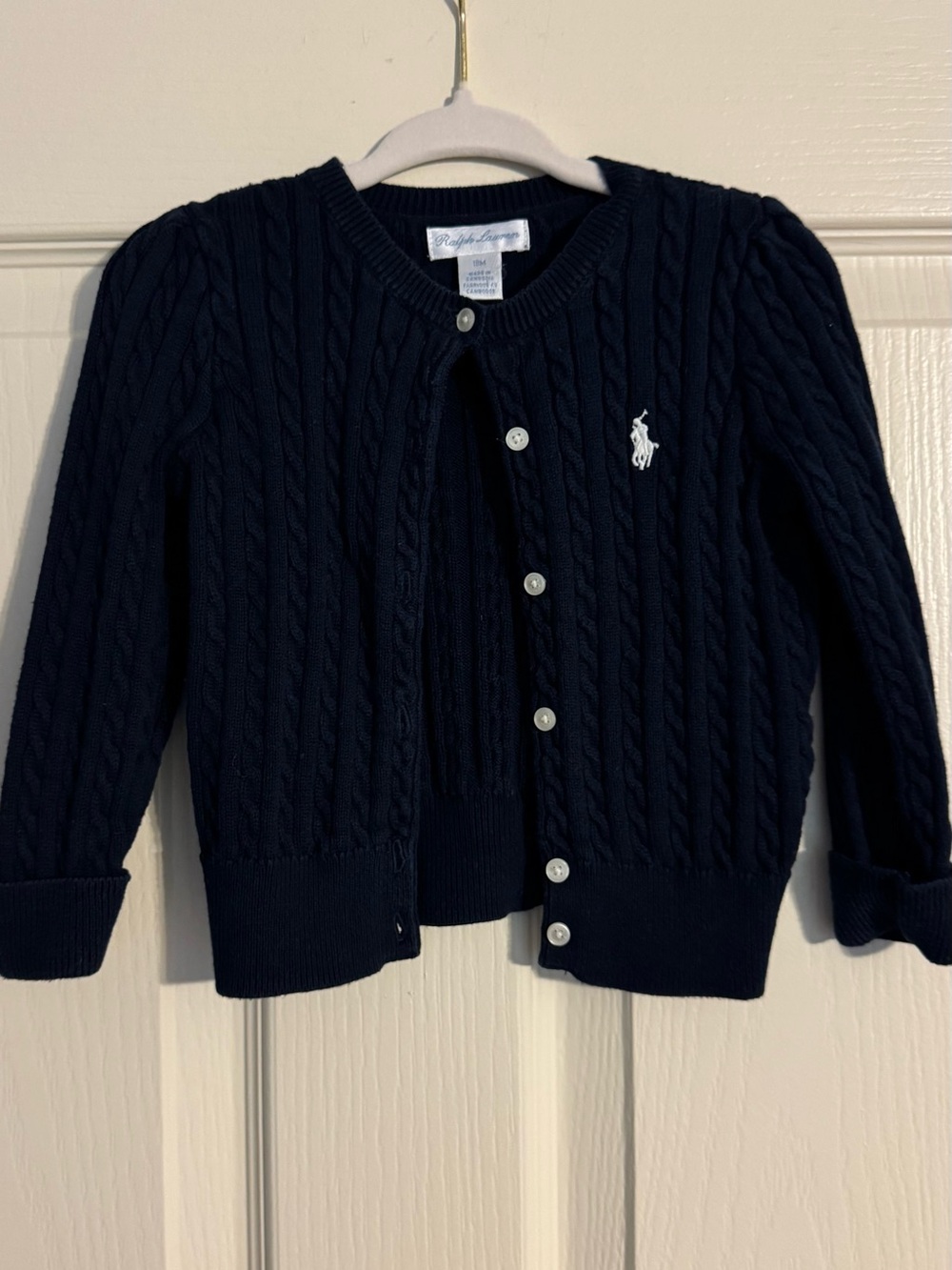 Ralph Lauren Toddler Girls' Navy Cable-Knit Cardigan